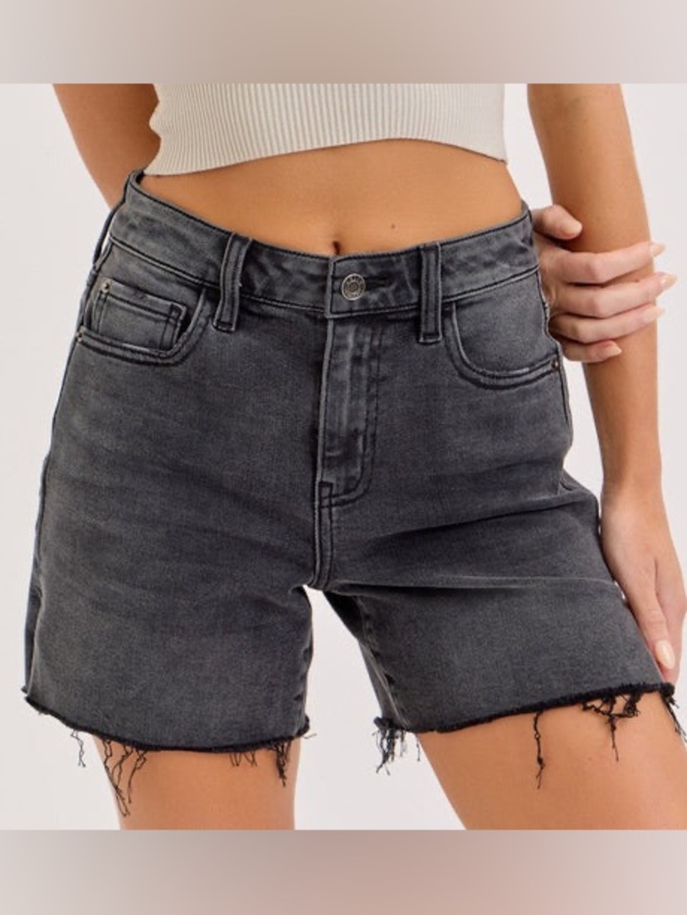 Express High-Rise Denim Shorts - Black